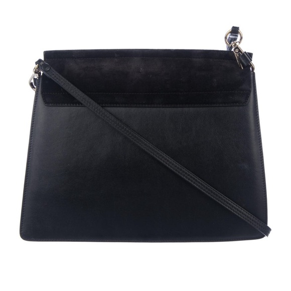Chloe Suede Calfskin Medium Faye Shoulder Bag Black - Picture 5 of 8